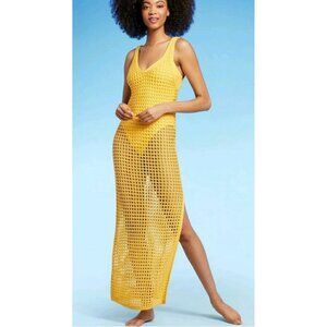 Shade & Shore Knit Tank V Neck Bikini Bathing suit Beach Coverup Maxi Dress Xs